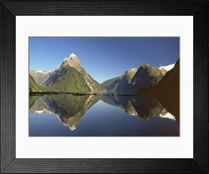 Framed Print : New Zealand, Mitre Peak & Milford Sound, Fiordland National Park, Fiordland