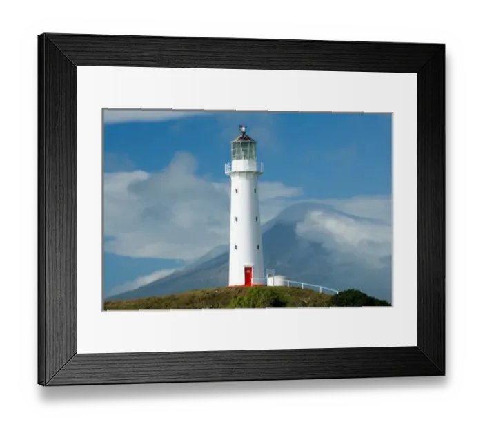 Framed Print : Cape Egmont Lighthouse and Mt Taranaki / Mt Egmont, Taranaki, North Island, New Zealand Framed Print : Cape Egmont Lighthouse and Mt Taranaki / Mt Egmont, Taranaki, North Island, New Zealand