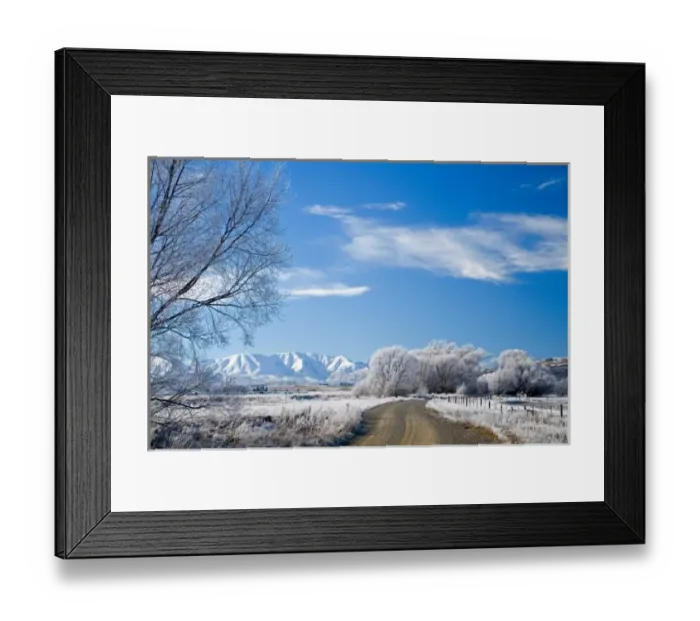 Framed Print : Hoar Frost and Gravel Road near Oturehua, Central Otago, South Island, New Zealand Framed Print : Hoar Frost and Gravel Road near Oturehua, Central Otago, South Island, New Zealand