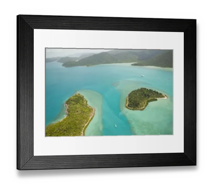 Framed Print : Australia, Queensland, Whitsunday Coast, Whitsunday Islands. Aerial View above Framed Print : Australia, Queensland, Whitsunday Coast, Whitsunday Islands. Aerial View above