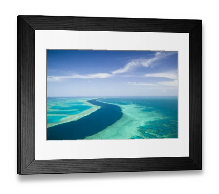 Framed Print : Aerial view of The Great Barrier Reef by the Whitsunday Coast, Queensland, Australia Framed Print : Aerial view of The Great Barrier Reef by the Whitsunday Coast, Queensland, Australia