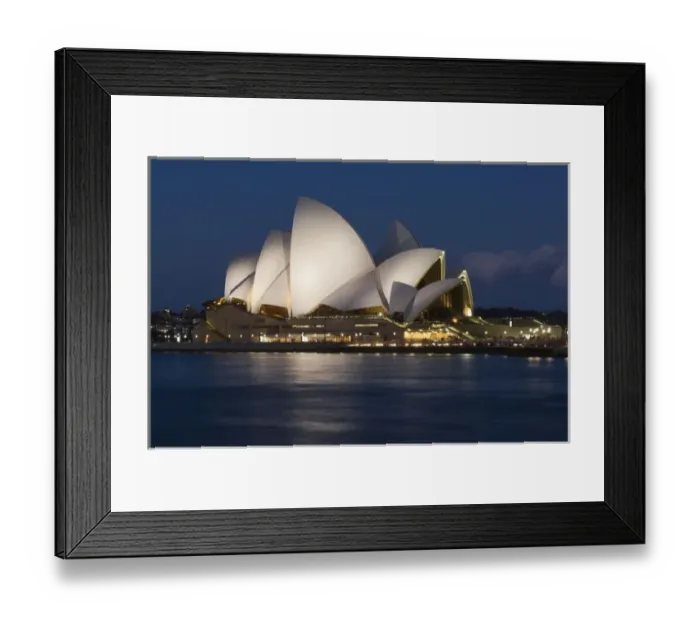 Framed Print : Australia, Sydney. Opera House at night on waterfront