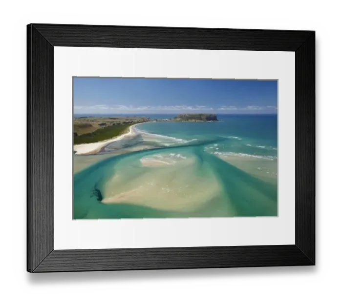 Framed Print : Aerial view of estuary, Sawyer Bay, Stanley and The Nut (Circular Head), Northwest Tasmania Framed Print : Aerial view of estuary, Sawyer Bay, Stanley and The Nut (Circular Head), Northwest Tasmania