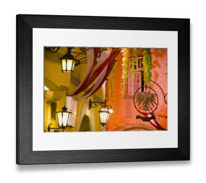Framed Print : AUSTRIA, Vienna: Fleischmarkt: Griechengasse Cafe  /  Evening