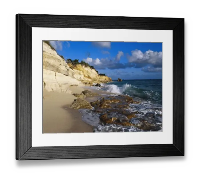 Framed Print : Caribbean, St. Martin, Cliffs at Cupecoy beach Framed Print : Caribbean, St. Martin, Cliffs at Cupecoy beach