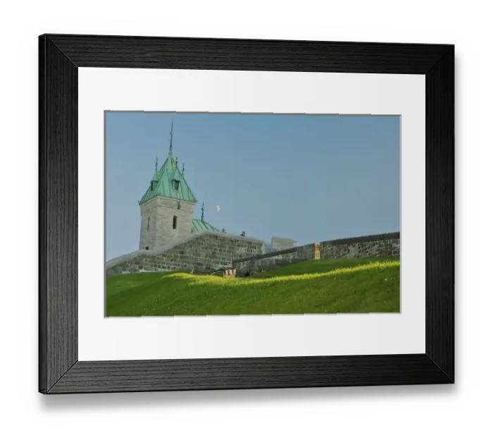 Framed Print : North America, Canada, Quebec, Old Quebec City. View from below looking up towards Framed Print : North America, Canada, Quebec, Old Quebec City. View from below looking up towards