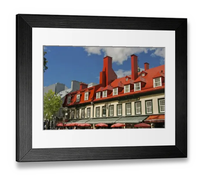 Framed Print : North America, Canada, Quebec, Old Quebec City. Building housig an inn and restaurant