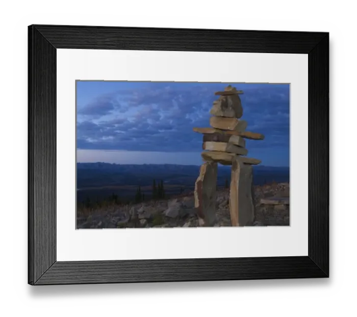 Framed Print : Inukshuk (traditional rock marker) in Ogilvie Mountains, northern Yukon