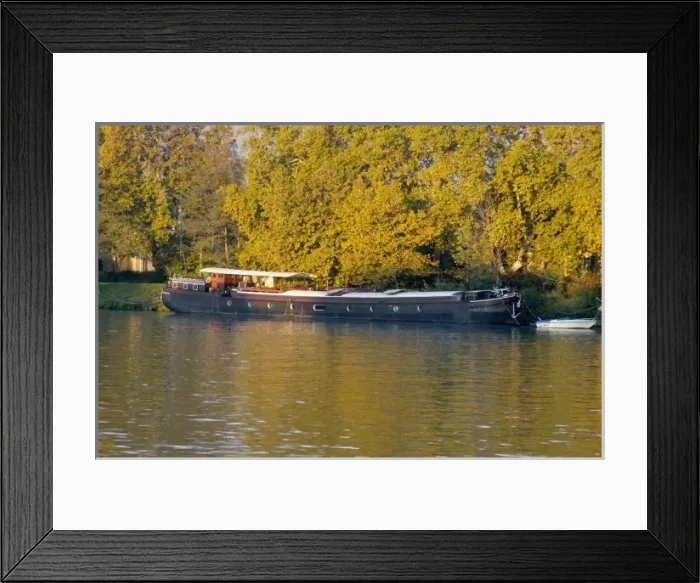 Framed Print : France, Rhone River, near Avignon, barge along the shore Framed Print : France, Rhone River, near Avignon, barge along the shore