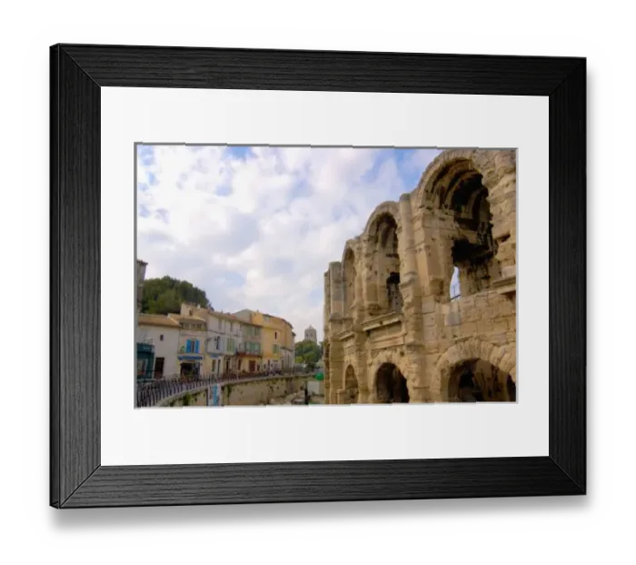 Framed Print : France, Arles, Provence, Roman amphitheatre and shops Framed Print : France, Arles, Provence, Roman amphitheatre and shops