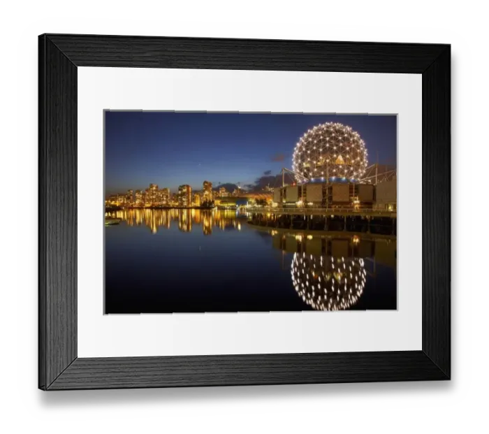 Framed Print : Science World and Central Business District reflected in False Creek, Vancouver, British Columbia, Canada Framed Print : Science World and Central Business District reflected in False Creek, Vancouver, British Columbia, Canada