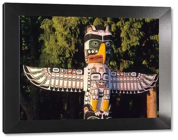 A totem pole In Vancouver, Canada
