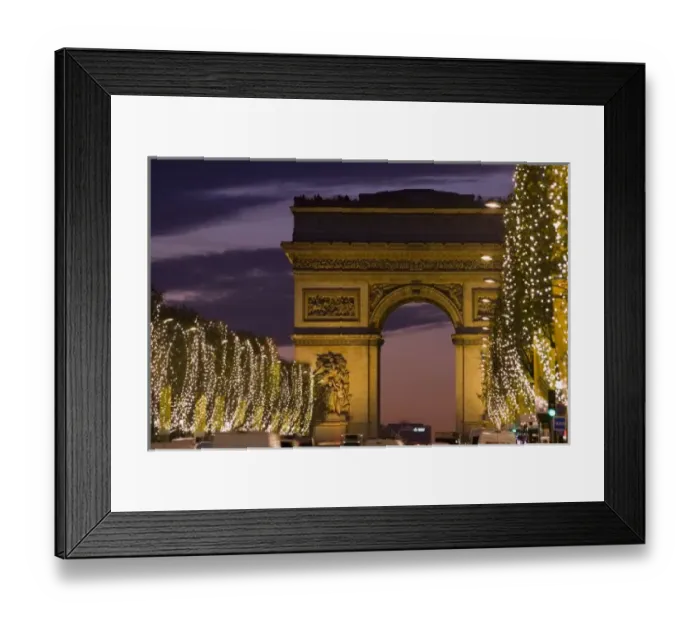Framed Print : Christmas lights, Champs Elysees, Arc de Triomphe, Arch of Triumph, Paris, France