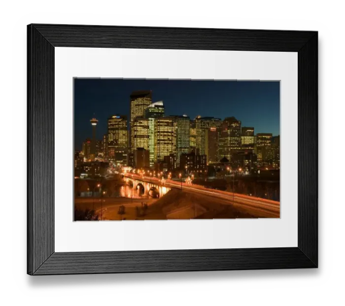 Framed Print : Canada, Alberta, Calgary: Downtown Calgary, Evening City and Centre Street Bridge