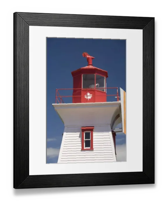 Framed Print : Canada, Prince Edward Island, Victoria. Lighthouse with Maple leaf