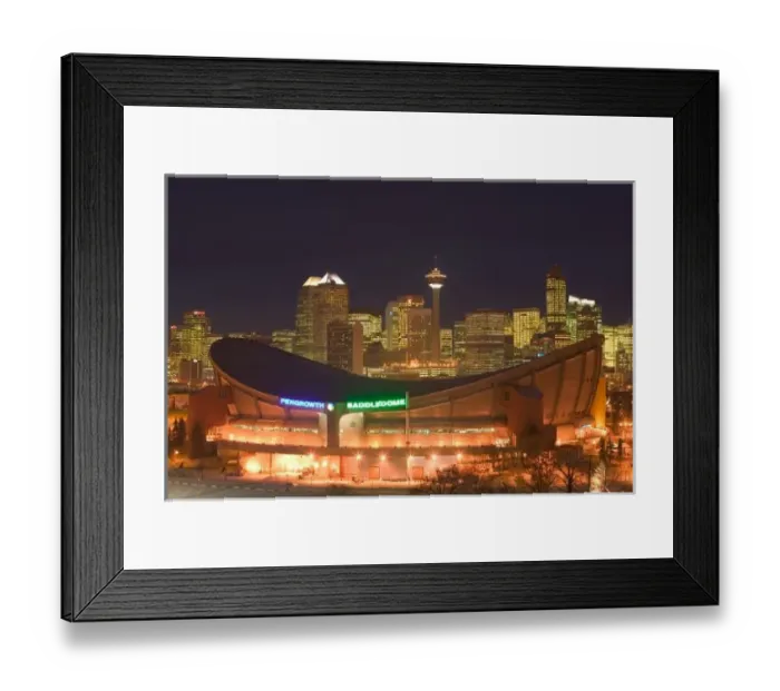 Framed Print : Canada, Alberta, Calgary: City Skyline from Ramsay Area / Evening with Saddledome Framed Print : Canada, Alberta, Calgary: City Skyline from Ramsay Area / Evening with Saddledome