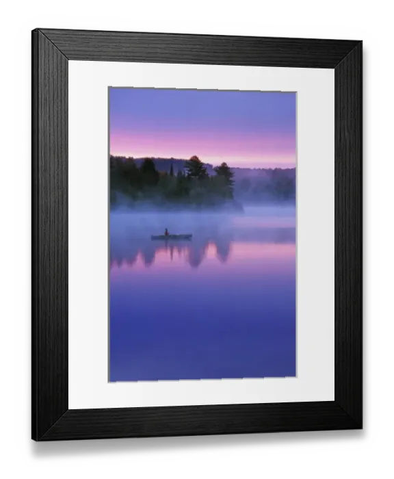 Framed Print : Canada, Ontario, Algonguin Park, Canoeist on lake at sunrise. Credit as: Nancy Rotenberg Framed Print : Canada, Ontario, Algonguin Park, Canoeist on lake at sunrise. Credit as: Nancy Rotenberg