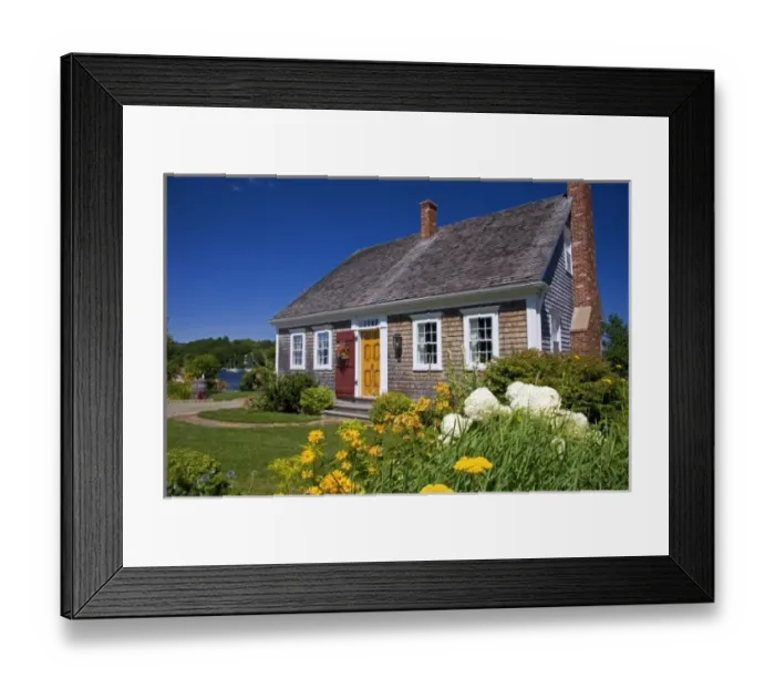 Framed Print : Shake shingle cottage at Mahone Bay, Nova Scotia, Canada Framed Print : Shake shingle cottage at Mahone Bay, Nova Scotia, Canada
