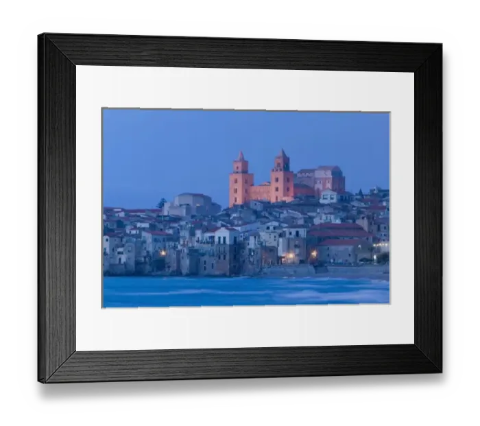 Framed Print : Italy, Sicily, Cefalu, View with Duomo from Beach Framed Print : Italy, Sicily, Cefalu, View with Duomo from Beach