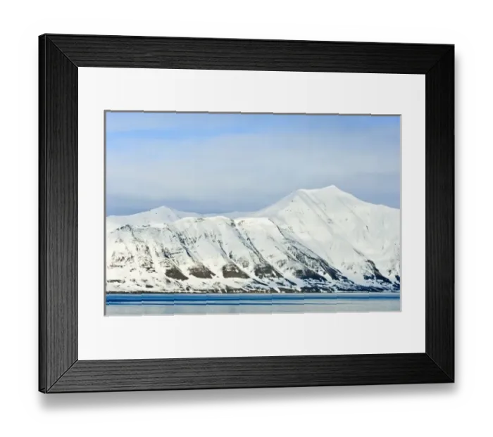 Framed Print : Snowcapped peaks Woodfjord Svalbard Archipelago, Norway Framed Print : Snowcapped peaks Woodfjord Svalbard Archipelago, Norway