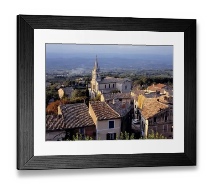 Framed Print : Europe, France, Bonnieux. Sunset light falls on the tile roofs of Bonnieux, Provence, France Framed Print : Europe, France, Bonnieux. Sunset light falls on the tile roofs of Bonnieux, Provence, France