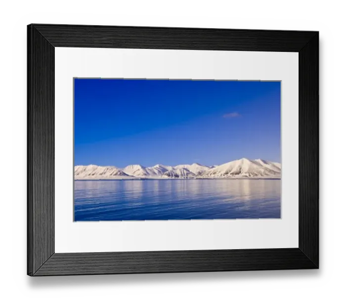 Framed Print : Snowcapped peaks Woodfjord Svalbard Archipelago, Norway