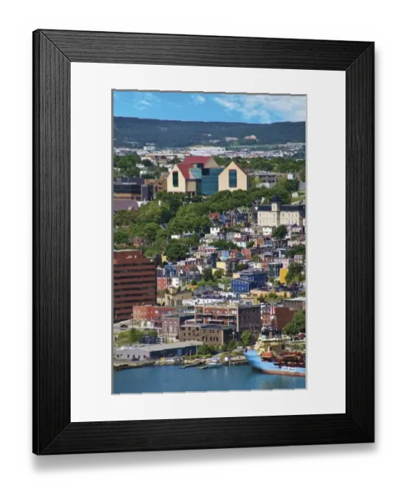 Framed Print : St. Johns, Newfoundland, Canada, the traditional Jelly Bean houses are dominated