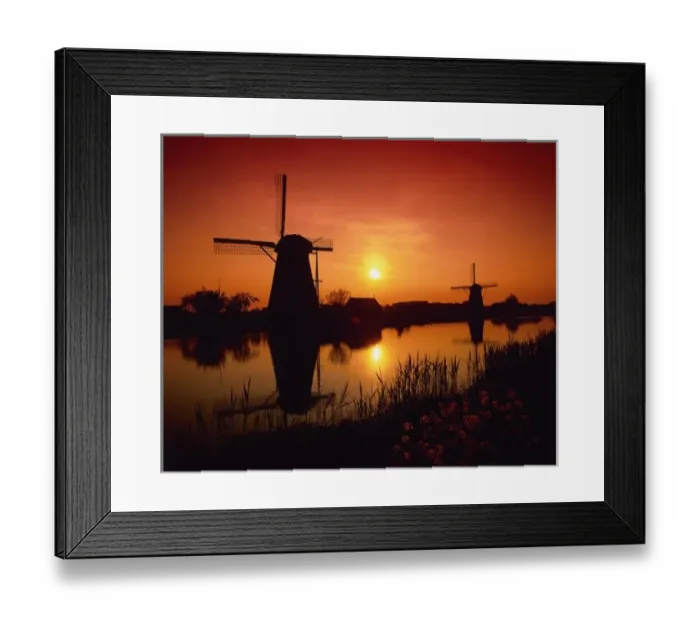 Framed Print : Windmills at sunset, Kinderdijk, Netherlands Framed Print : Windmills at sunset, Kinderdijk, Netherlands