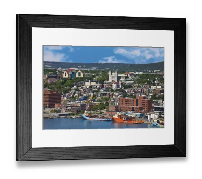 Framed Print : St. Johns, Newfoundland, Canada, the coastline of traditional Jelly Bean houses