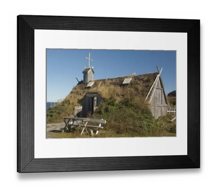 Framed Print : Canada, Newfoundland and Labrador, L Anse Aux Meadows. Norstead Viking Village Framed Print : Canada, Newfoundland and Labrador, L Anse Aux Meadows. Norstead Viking Village