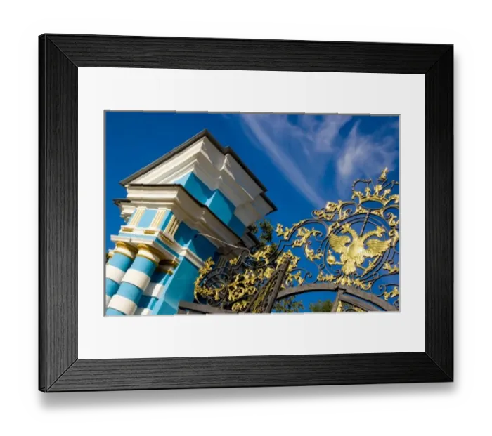 Framed Print : Russia, Pushkin. Gate detail and support tower at Catherine Palace. Credit as: Nancy Framed Print : Russia, Pushkin. Gate detail and support tower at Catherine Palace. Credit as: Nancy