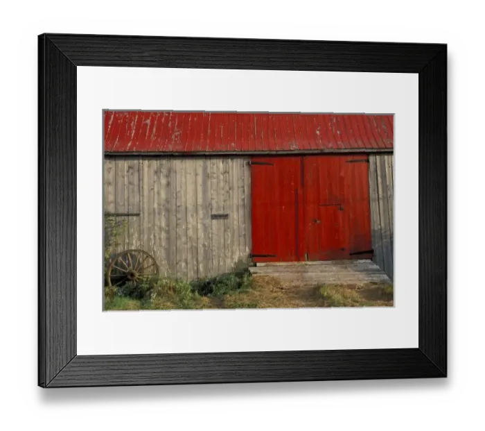 Framed Print : NA, Canada, New Brunswick, Shepody. Red barn door