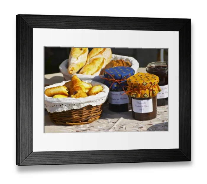 Framed Print : Basket with croissants