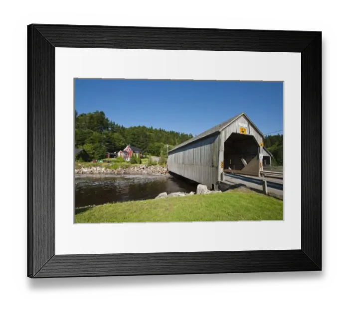 Framed Print : Irish River covered bridge, St. Martins, New Brunswick, Canada Framed Print : Irish River covered bridge, St. Martins, New Brunswick, Canada