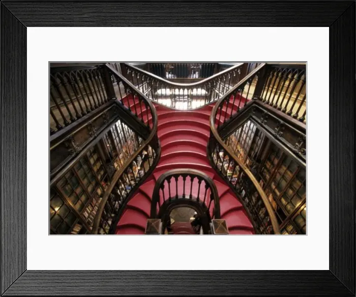 Framed Print : Portugal, Oporto (Porto). Stairs in historic bookstore Framed Print : Portugal, Oporto (Porto). Stairs in historic bookstore