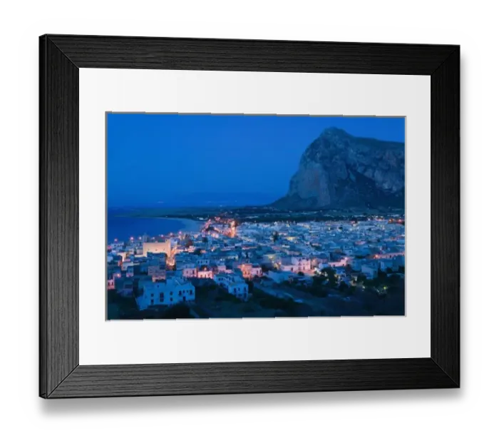 Framed Print : Italy, Sicily, SAN VITO LO CAPO, Resort Town View & Monte Monaco