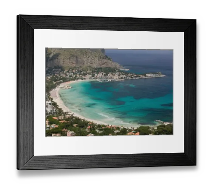 Framed Print : Italy, Sicily, Mondello, View of the beach from Monte Pellegrino