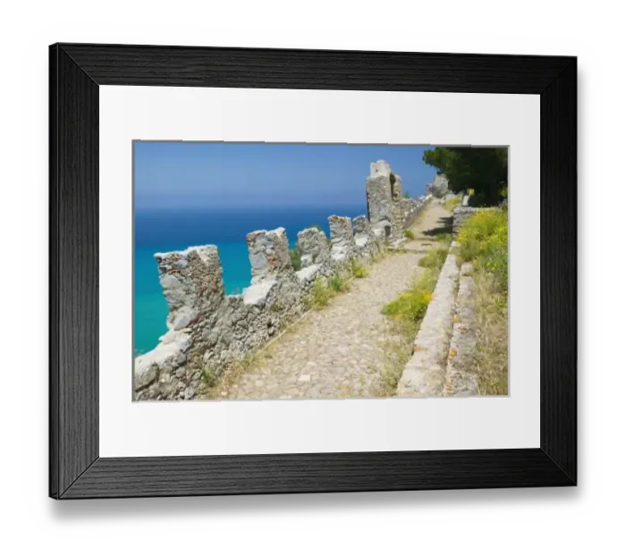 Framed Print : Italy, Sicily, Cefalu, Cliffside Walkway, La Rocca Mountain