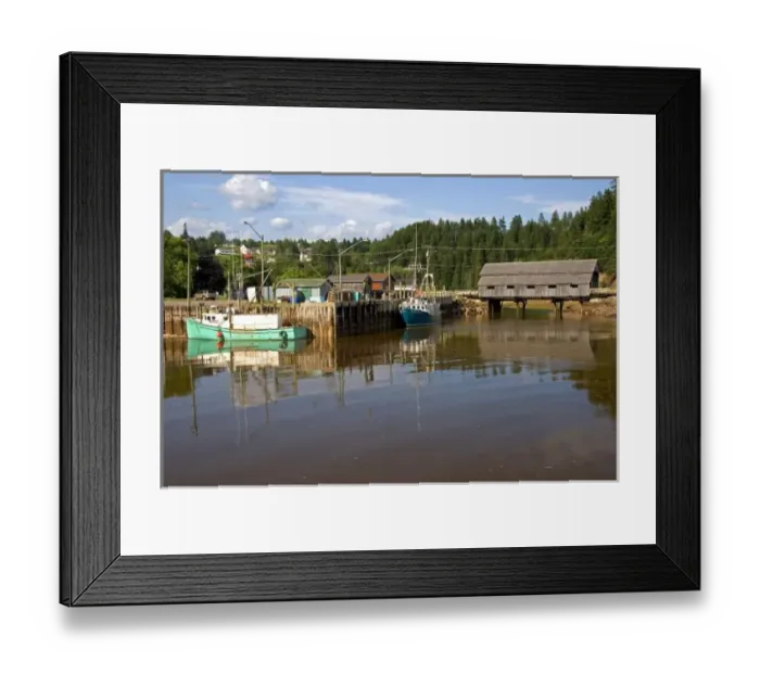 Framed Print : Mid tide at the Bay of Fundy at St. Martins, New Brunswick, Canada