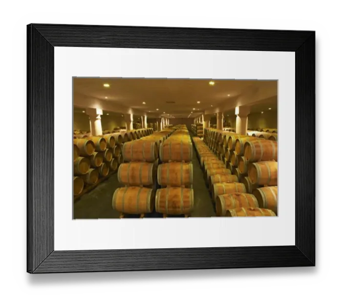Framed Print : The winery, barrel aging cellar - Chateau Baron Pichon Longueville, Pauillac, Medoc