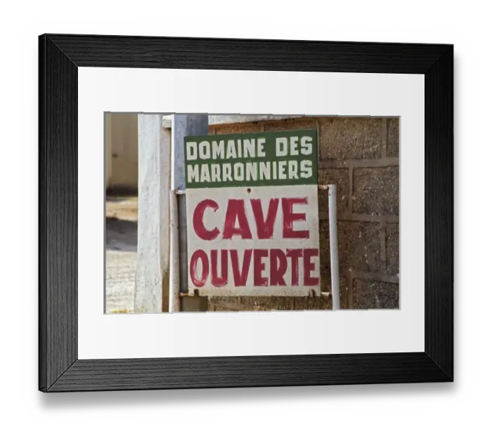 Framed Print : Chablis: Domaine des Marronniers, a well known producer, Bourgogne. Sign indicating