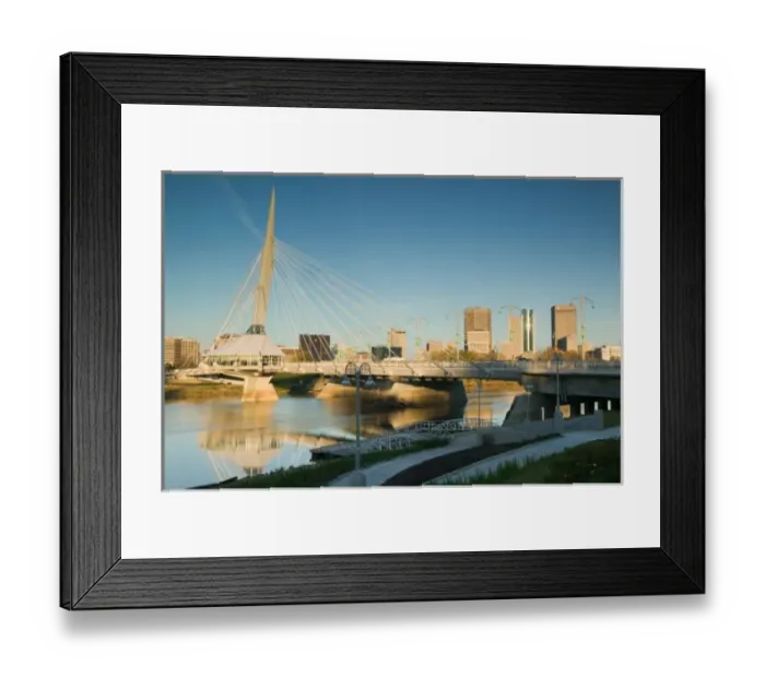 Framed Print : CANADA, Manitoba, Winnipeg: Esplanade Riel Pedestrian Bridge / Morning Framed Print : CANADA, Manitoba, Winnipeg: Esplanade Riel Pedestrian Bridge / Morning