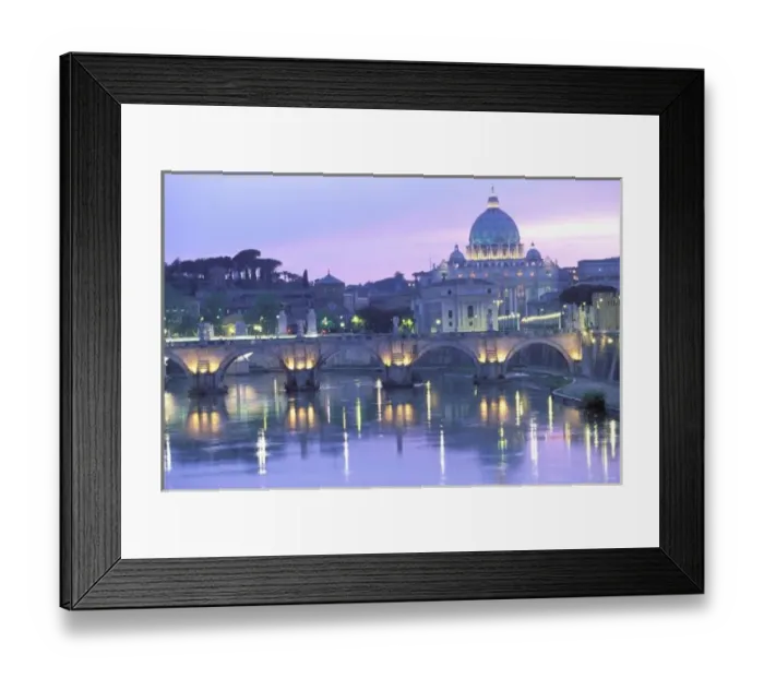Framed Print : Europe, Italy, Rome, The Vatican. St. Peters & Ponte Sant Angelo. Evening Framed Print : Europe, Italy, Rome, The Vatican. St. Peters & Ponte Sant Angelo. Evening