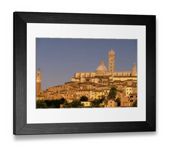 Framed Print : Europe, Italy, Tuscany, Siena. 13th century Duomo & Palazzo pubblico. Sunset Framed Print : Europe, Italy, Tuscany, Siena. 13th century Duomo & Palazzo pubblico. Sunset