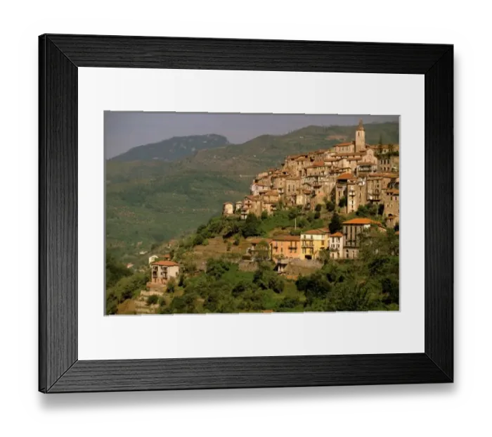 Framed Print : Europe, Italy, Liguria, Riviera di Ponente, Apricale. Morning hill town view Framed Print : Europe, Italy, Liguria, Riviera di Ponente, Apricale. Morning hill town view