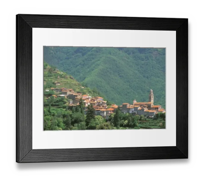 Framed Print : Europe, Italy, Liguria, Riviera di Ponente, Molini di Triora. Hill town view Framed Print : Europe, Italy, Liguria, Riviera di Ponente, Molini di Triora. Hill town view