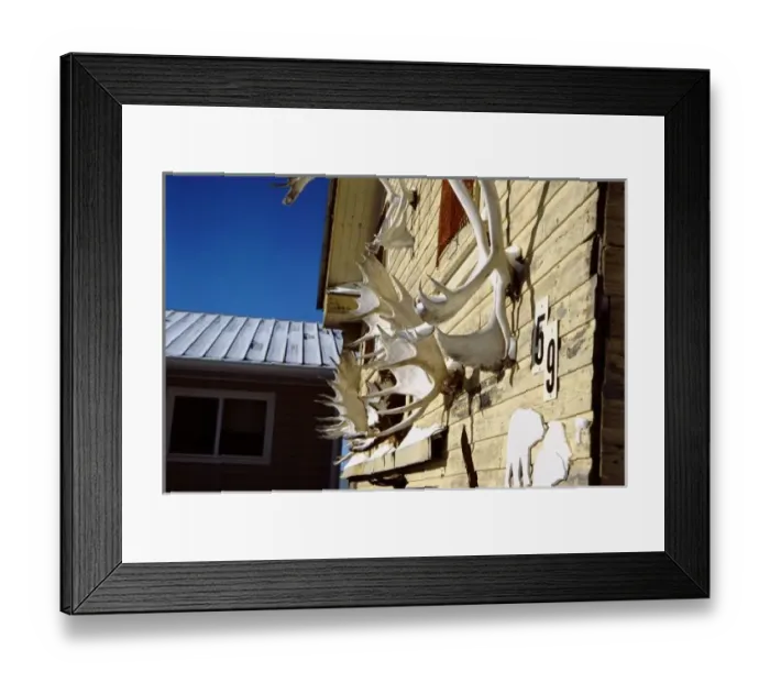 Framed Print : Canada, Manitoba, Churchill. Typical home with antlers