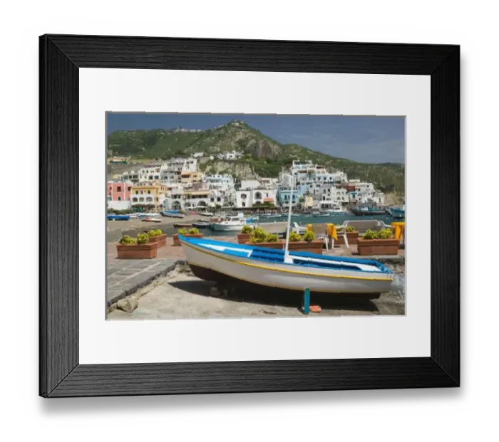 Framed Print : ITALY, Campania, (Bay of Naples), ISCHIA, SANT ANGELO: Town & Port View / Daytime Framed Print : ITALY, Campania, (Bay of Naples), ISCHIA, SANT ANGELO: Town & Port View / Daytime