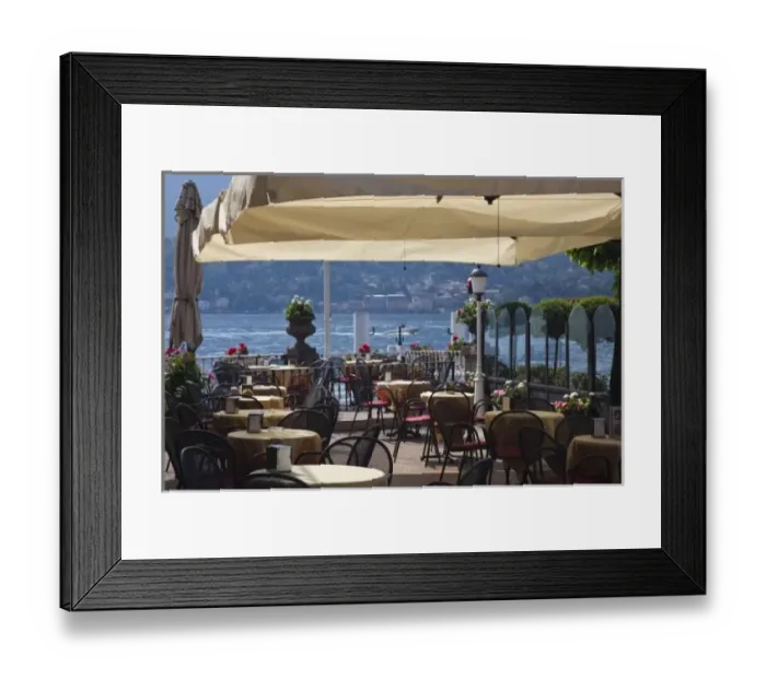 Framed Print : Italy, Como Province, Bellagio. Lakeside cafe