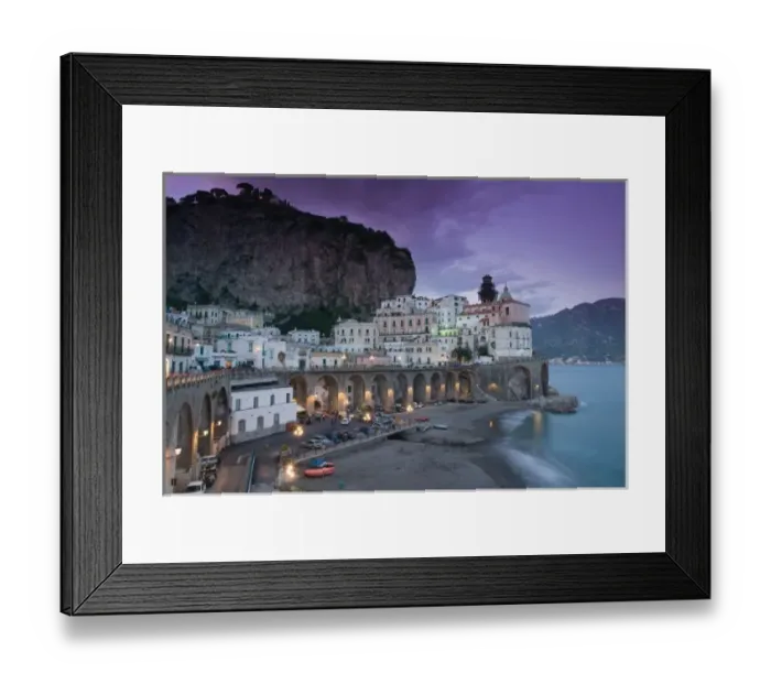 Framed Print : Europe, Italy, Campania (Amalfi Coast) Atrani: Evening Town View Framed Print : Europe, Italy, Campania (Amalfi Coast) Atrani: Evening Town View
